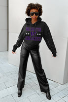 WASHINGTON HUSKIES LIKE A STAR LONG SLEEVE SCRUNCH WAISTBAND HOODIE WITH RHINESTONES