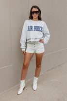 AIR FORCE FALCONS PASS THE SHINE LONG SLEEVE METALLIC SHIMMER-STRIPE TOP WITH RIBBED NECKLINE AND CUFFS