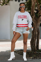 ATLANTA FALCONS PASS THE SHINE LONG SLEEVE METALLIC SHIMMER-STRIPE TOP