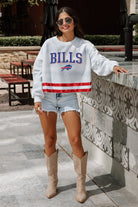 BUFFALO BILLS PASS THE SHINE LONG SLEEVE METALLIC SHIMMER-STRIPE TOP