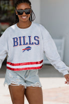 BUFFALO BILLS PASS THE SHINE LONG SLEEVE METALLIC SHIMMER-STRIPE TOP