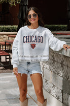 CHICAGO BEARS PASS THE SHINE LONG SLEEVE METALLIC SHIMMER-STRIPE TOP