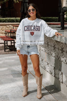 CHICAGO BEARS PASS THE SHINE LONG SLEEVE METALLIC SHIMMER-STRIPE TOP