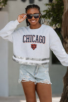 CHICAGO BEARS PASS THE SHINE LONG SLEEVE METALLIC SHIMMER-STRIPE TOP