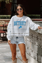 DETROIT LIONS PASS THE SHINE LONG SLEEVE METALLIC SHIMMER-STRIPE TOP