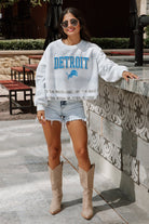 DETROIT LIONS PASS THE SHINE LONG SLEEVE METALLIC SHIMMER-STRIPE TOP