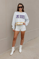 JAMES MADISON DUKES PASS THE SHINE LONG SLEEVE METALLIC SHIMMER-STRIPE TOP WITH RIBBED NECKLINE AND CUFFS