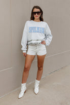 SPELMAN COLLEGE JAGUARS PASS THE SHINE LONG SLEEVE METALLIC SHIMMER-STRIPE TOP WITH RIBBED NECKLINE AND CUFFS