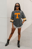 TENNESSEE VOLUNTEERS KICKOFF TIME ALL-OVER RHINESTONE V-NECK SPORTS STRIPE FASHION JERSEY TOP