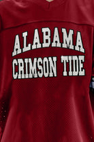 ALABAMA CRIMSON TIDE UNTIL KICKOFF OVERSIZED V-NECK RHINESTONE-STRIPED TRIM FASHION JERSEY