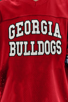 GEORGIA BULLDOGS UNTIL KICKOFF OVERSIZED V-NECK RHINESTONE-STRIPED TRIM FASHION JERSEY