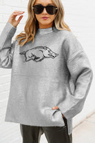 ARKANSAS RAZORBACKS SHINE DOWN OVERSIZED METALLIC LOOSE KNIT SWEATER