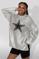 DALLAS COWBOYS SHINE DOWN OVERSIZED METALLIC LOOSE KNIT SWEATER