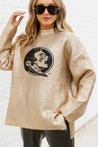 FLORIDA STATE SEMINOLES SHINE DOWN OVERSIZED METALLIC LOOSE KNIT SWEATER