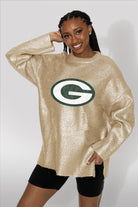 GREEN BAY PACKERS SHINE DOWN OVERSIZED METALLIC LOOSE KNIT SWEATER