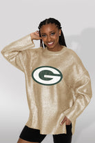 GREEN BAY PACKERS SHINE DOWN OVERSIZED METALLIC LOOSE KNIT SWEATER