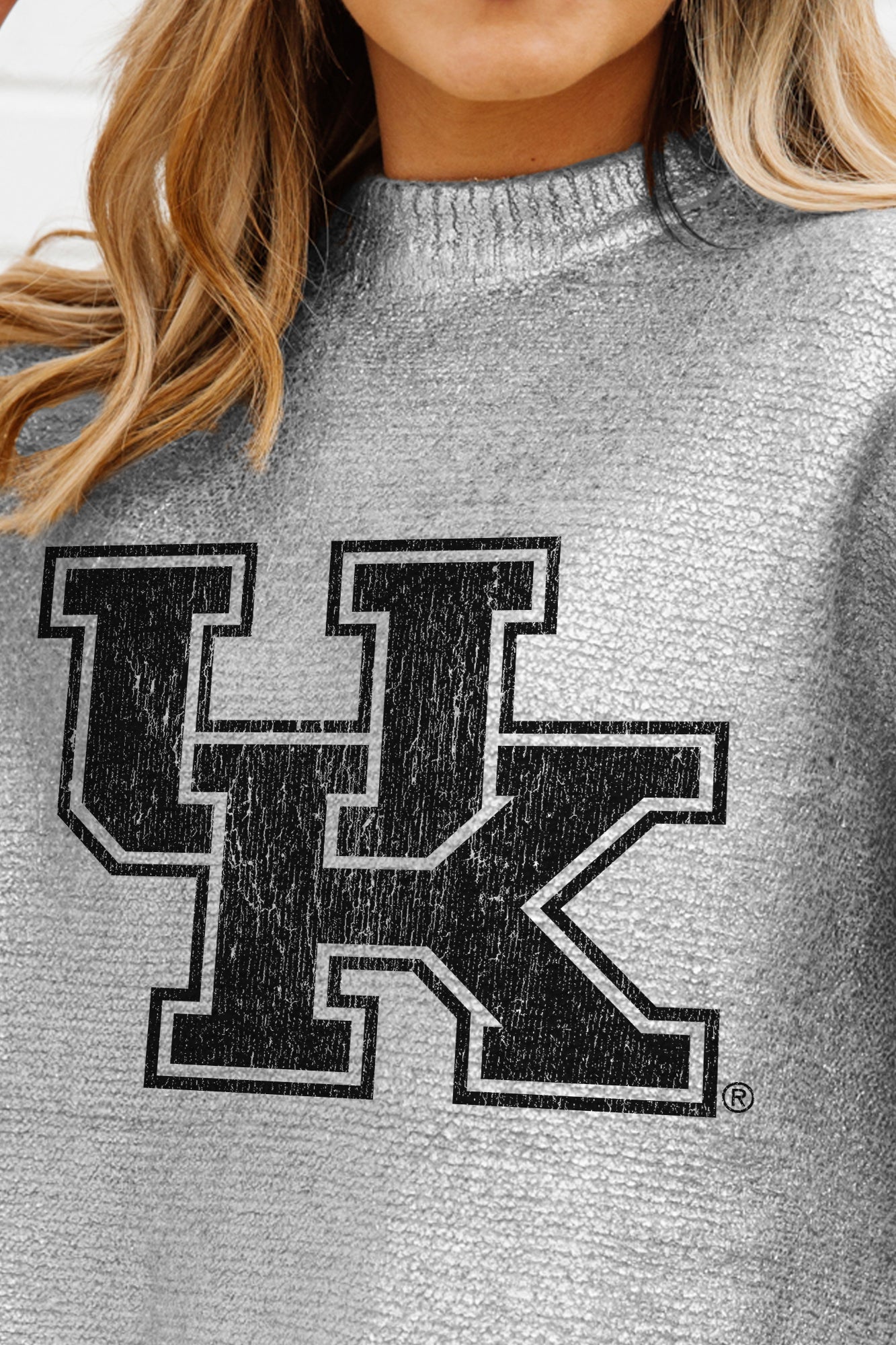 KENTUCKY WILDCATS SHINE DOWN OVERSIZED METALLIC LOOSE KNIT SWEATER