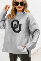 OKLAHOMA SOONERS SHINE DOWN OVERSIZED METALLIC LOOSE KNIT SWEATER