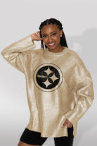 PITTSBURGH STEELERS SHINE DOWN OVERSIZED METALLIC LOOSE KNIT SWEATER