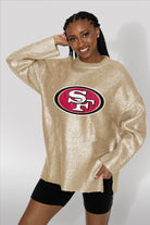 SAN FRANCISCO 49ERS SHINE DOWN OVERSIZED METALLIC LOOSE KNIT SWEATER