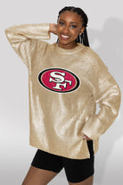 SAN FRANCISCO 49ERS SHINE DOWN OVERSIZED METALLIC LOOSE KNIT SWEATER