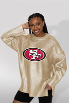 SAN FRANCISCO 49ERS SHINE DOWN OVERSIZED METALLIC LOOSE KNIT SWEATER