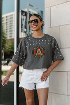 ATLANTA UNITED FC MAKING MOVES ALL-OVER RHINESTONE CROPPED TEE WITH YOKE