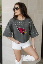 ARIZONA CARDINALS MAKING MOVES ALL-OVER RHINESTONE CROPPED TEE WITH YOKE