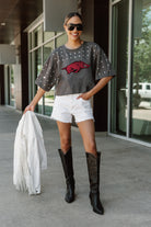 ARKANSAS RAZORBACKS MAKING MOVES ALL-OVER RHINESTONE CROPPED TEE WITH YOKE