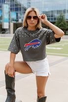 BUFFALO BILLS MAKING MOVES ALL-OVER RHINESTONE CROPPED TEE WITH YOKE