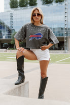 BUFFALO BILLS MAKING MOVES ALL-OVER RHINESTONE CROPPED TEE WITH YOKE