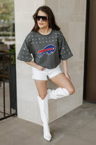 BUFFALO BILLS MAKING MOVES ALL-OVER RHINESTONE CROPPED TEE WITH YOKE