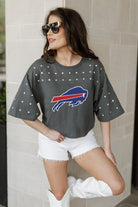 BUFFALO BILLS MAKING MOVES ALL-OVER RHINESTONE CROPPED TEE WITH YOKE