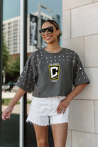 COLUMBUS CREW SC MAKING MOVES ALL-OVER RHINESTONE CROPPED TEE WITH YOKE