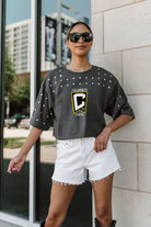 COLUMBUS CREW SC MAKING MOVES ALL-OVER RHINESTONE CROPPED TEE WITH YOKE