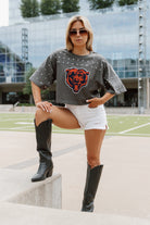 CHICAGO BEARS MAKING MOVES ALL-OVER RHINESTONE CROPPED TEE WITH YOKE