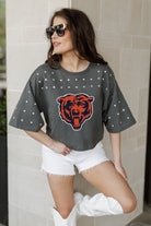 CHICAGO BEARS MAKING MOVES ALL-OVER RHINESTONE CROPPED TEE WITH YOKE