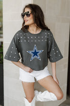 DALLAS COWBOYS MAKING MOVES ALL-OVER RHINESTONE CROPPED TEE WITH YOKE