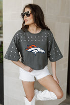 DENVER BRONCOS MAKING MOVES ALL-OVER RHINESTONE CROPPED TEE WITH YOKE