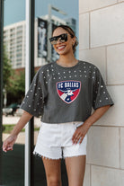 FC DALLAS MAKING MOVES ALL-OVER RHINESTONE CROPPED TEE WITH YOKE