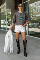 FLORIDA GATORS MAKING MOVES ALL-OVER RHINESTONE CROPPED TEE WITH YOKE