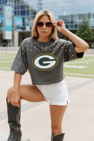 GREEN BAY PACKERS MAKING MOVES ALL-OVER RHINESTONE CROPPED TEE WITH YOKE