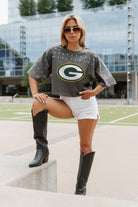 GREEN BAY PACKERS MAKING MOVES ALL-OVER RHINESTONE CROPPED TEE WITH YOKE