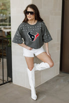 HOUSTON TEXANS MAKING MOVES ALL-OVER RHINESTONE CROPPED TEE WITH YOKE