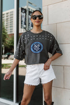 NEW YORK CITY FC MAKING MOVES ALL-OVER RHINESTONE CROPPED TEE WITH YOKE