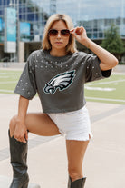 PHILADELPHIA EAGLES MAKING MOVES ALL-OVER RHINESTONE CROPPED TEE WITH YOKE