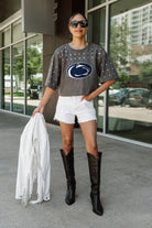 PENN STATE NITTANY LIONS MAKING MOVES ALL-OVER RHINESTONE CROPPED TEE WITH YOKE