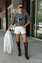 PENN STATE NITTANY LIONS MAKING MOVES ALL-OVER RHINESTONE CROPPED TEE WITH YOKE