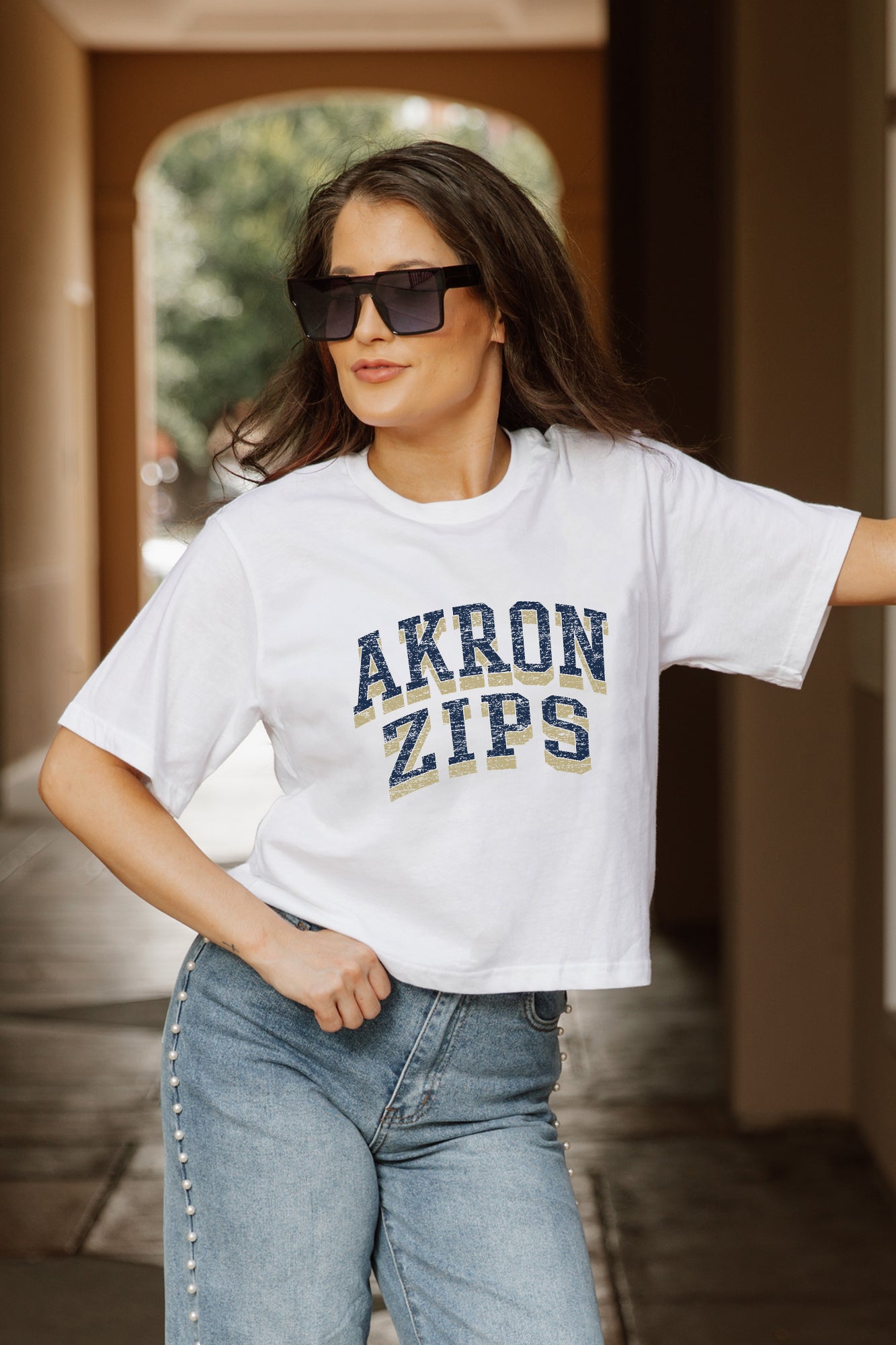 AKRON ZIPS CLAIM TO FAME BOXY FIT WOMEN'S CROPPED TEE