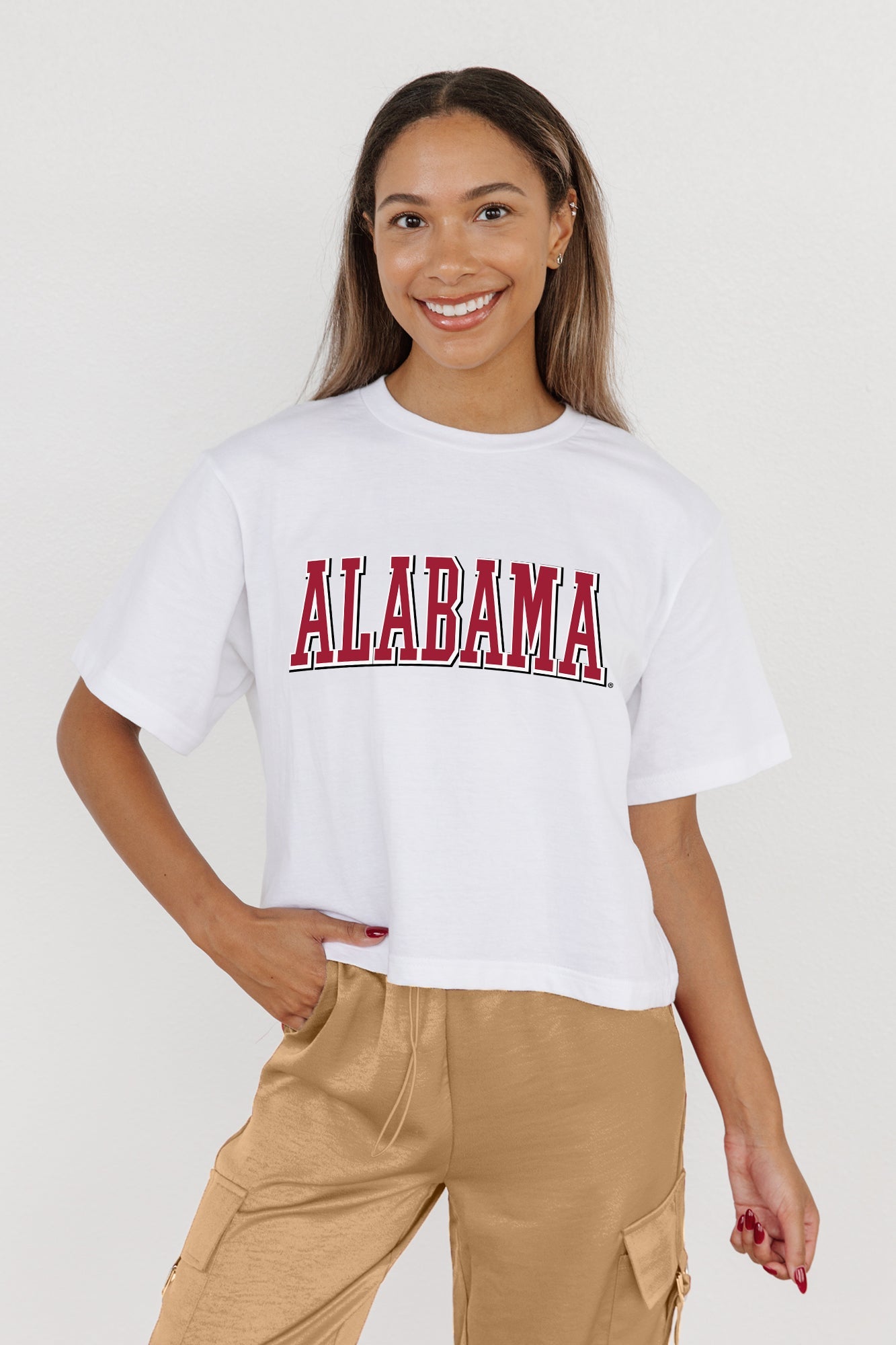 ALABAMA CRIMSON TIDE ALL-STAR APPEAL BOXY FIT WOMEN'S CROPPED TEE BY MADI PREWETT TROUTT